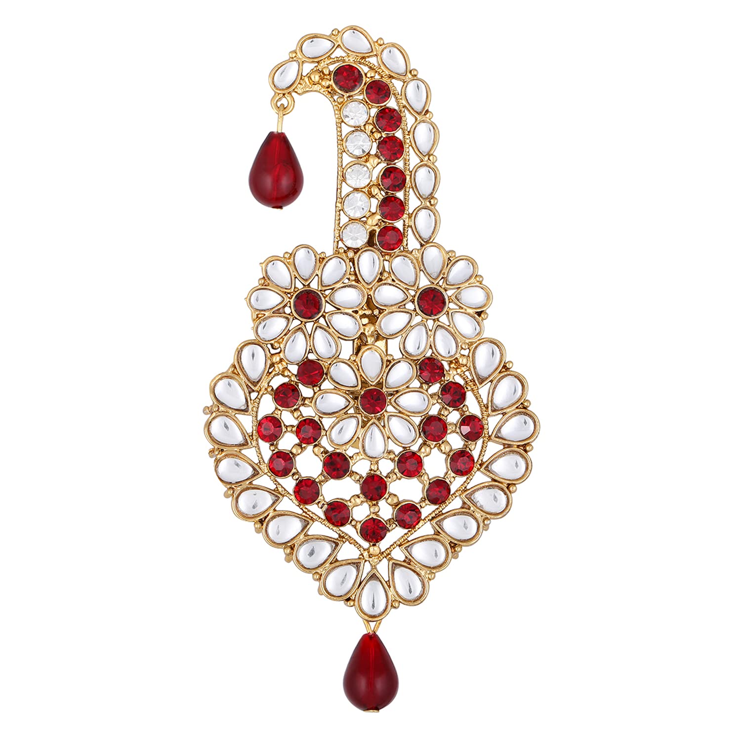 Mahi Maroon and White Crystals Kalangi Brooch for Groom/Men (KL1001002G) (B0BMLW5WBB) Amazon Price History, Amazon Price Tracker