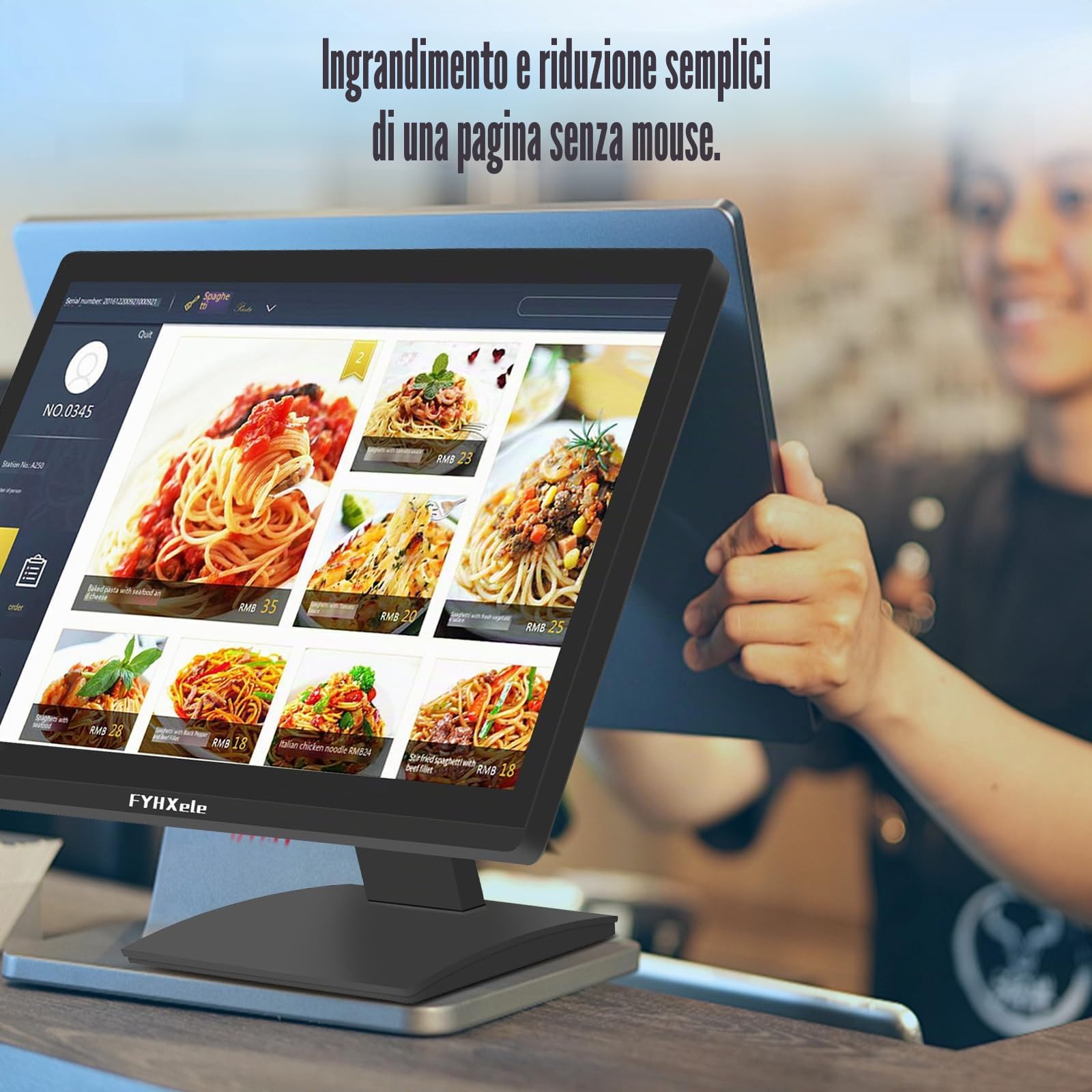 FYHXele Monitor Touch 24 Pollici 1080P 100Hz FHD (1920x1080) IPS 16:9 Monitor Commerciale Supporta il Tocco a 10 Punti Rotazione di 180 Gradi VGA HDMI Audio Supporto VESA Protezione degli Occhi