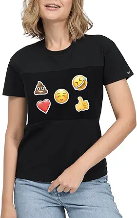 Women's Cotton T-Shirts with Stickers Medium