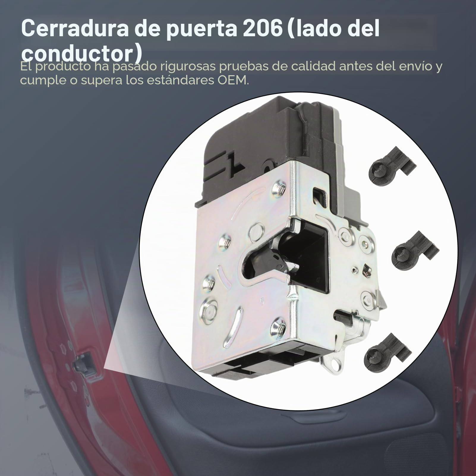 Cerradura de Puerta Delantera Izquierda Compatible para 206 (1998-2013) lado del conductor 9135R9