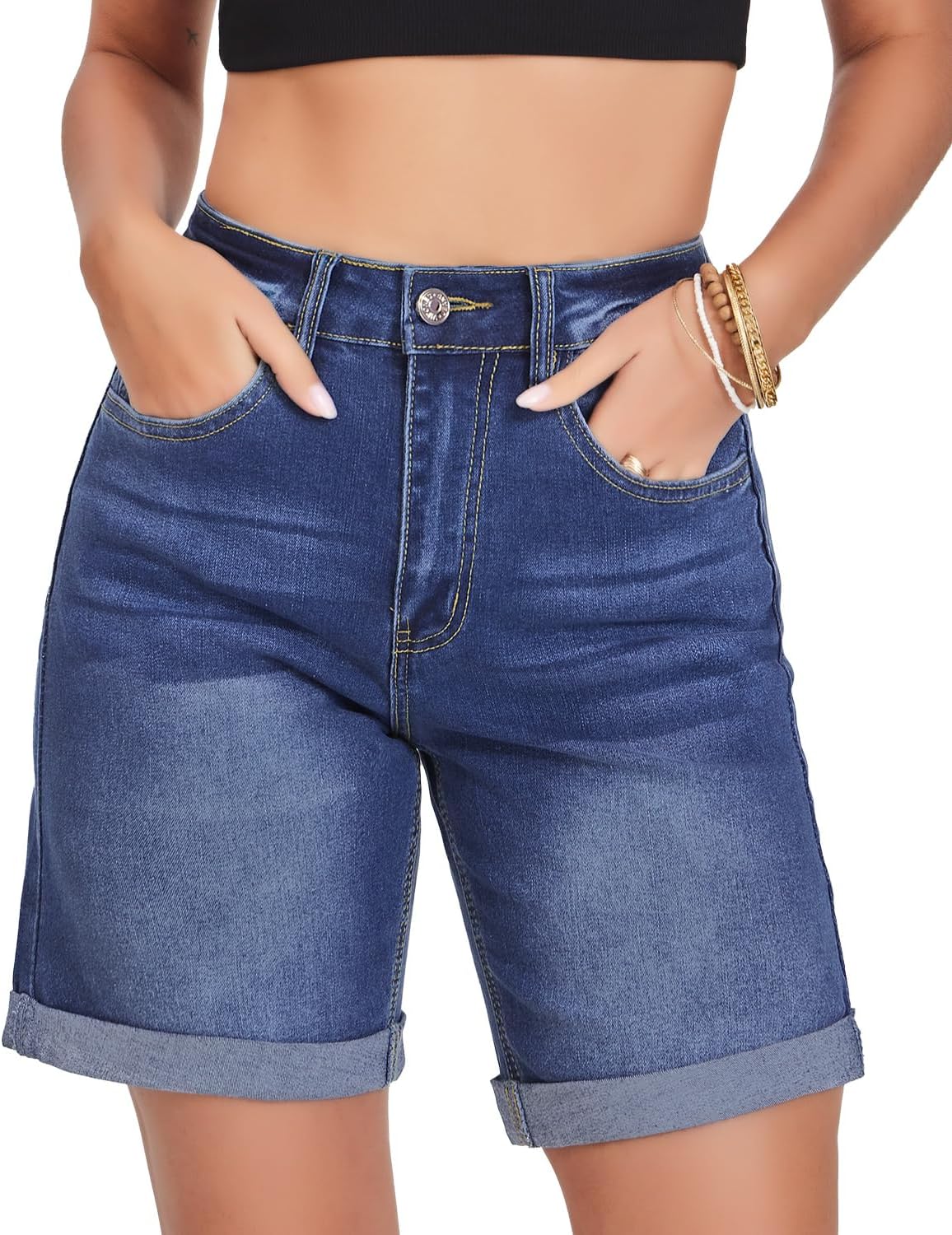 VIPONES Women's Denim Shorts High Waisted Stretch Jorts Baggy Casual Jean Shorts for Women 2026 Summer Shorts Trendy Outfits