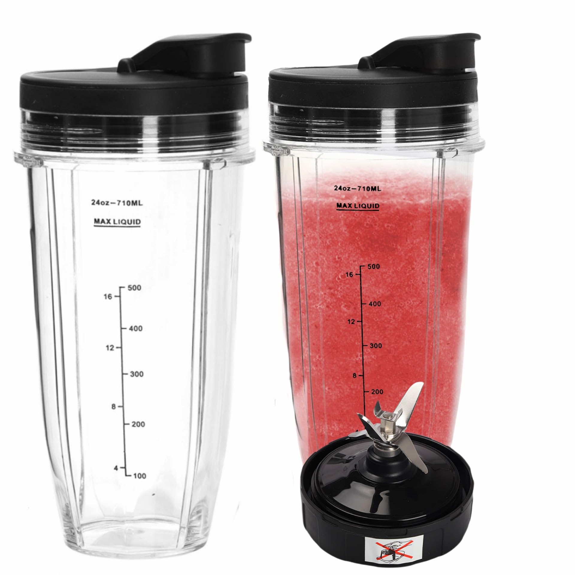 GAESHOW Zestaw wymiennych kubków i ostrzy Ninja, 5 sztuk, 680 ml, części zamienne do blendera z pokrywką na wynos i 7 płetwami, akcesoria do blendera, części zamienne do blendera Ninja