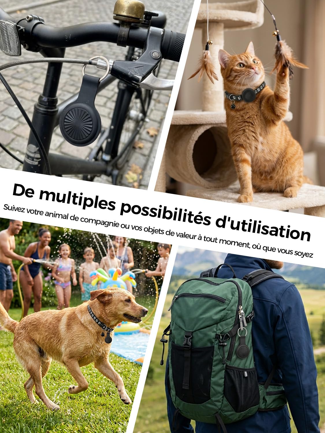 Traceur GPS Chat, Collier GPS Chat GPS Chien Compatible iOS et Android, Aucun Frais Mensuel, Suivi Mondial en Temps Réel, Étanchéité IP67, Historique des Trajets sur 7 Jours, Convient aux Chats Chiens