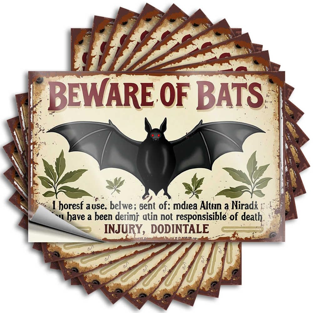 Funny Sticker - High Bottle Beware of Bats: A Spooky Warning Sign for Thankful Outdoor Farmhouse Decor(6X9CM)