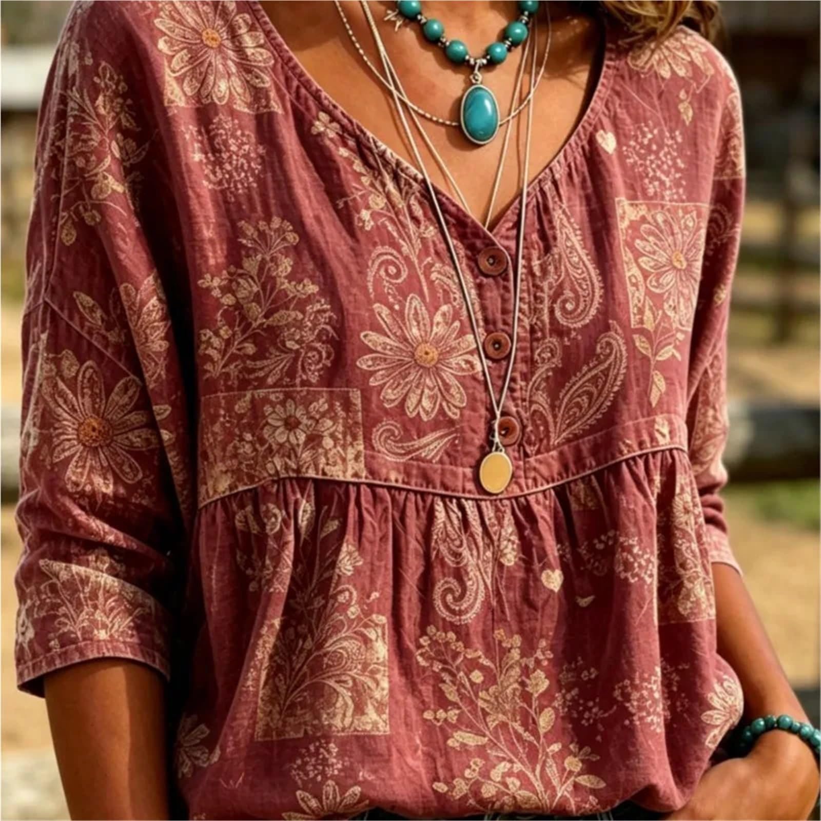 Blusas Mujer Verano Blusa Mujer Cuello En V Botón Parcial Fruncido
