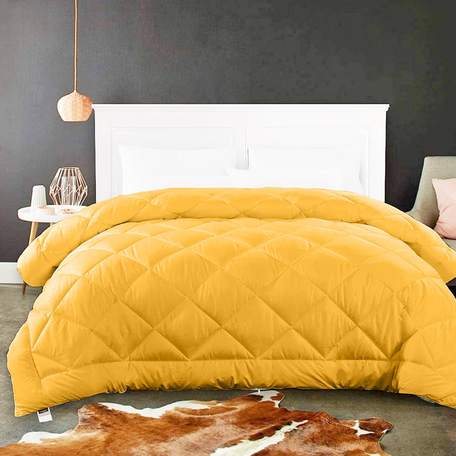 Comforter 500 GSM Soft Microfibre for Heavy Winter AC Blanket/Duvet/Dohar/Quilt for All Weather Breathable| Colour - Gold | Double Bed (90"x100")-image-33