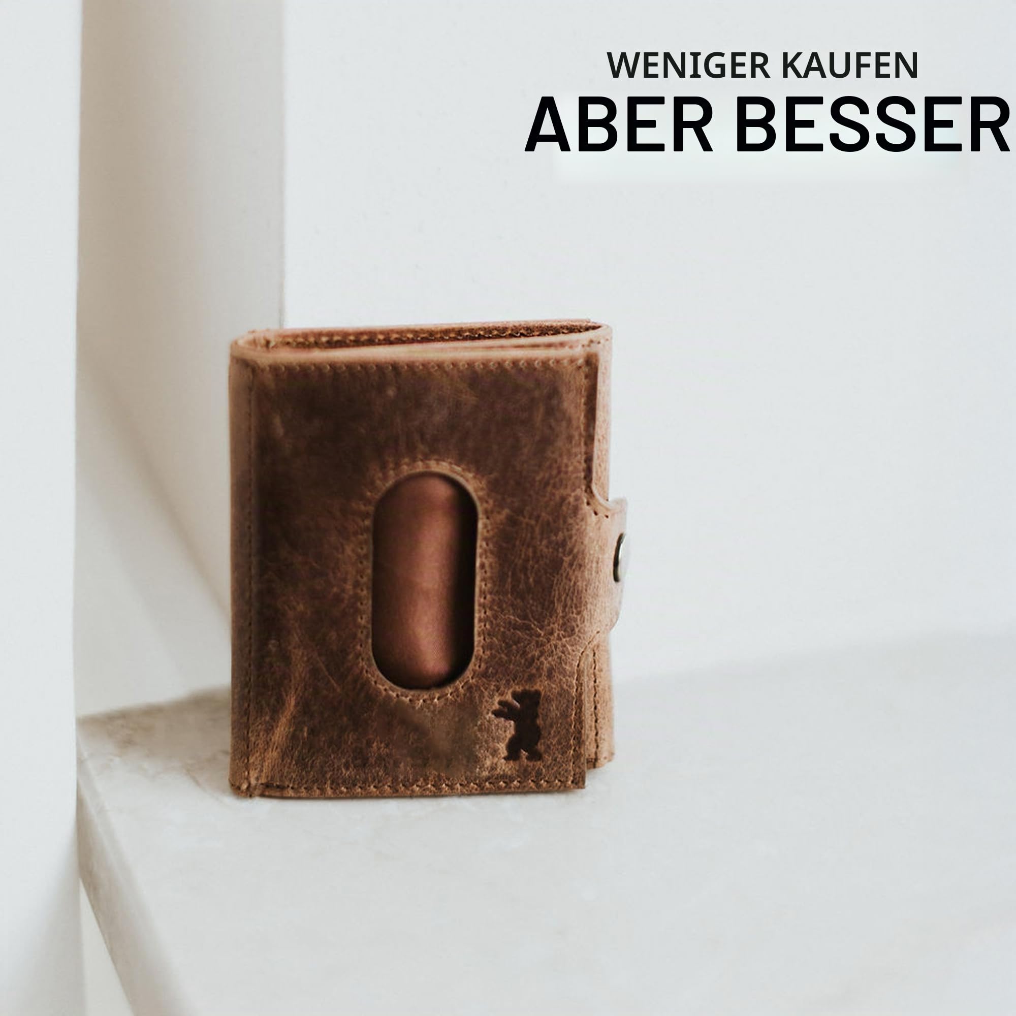 Berliner Bags Vintage Slim Wallet Hamburg, Geldbörse Mini Portmonee aus Leder, Geldbeutel mit TÜV-geprüftem RFID-Schutz, für Herren - Braun