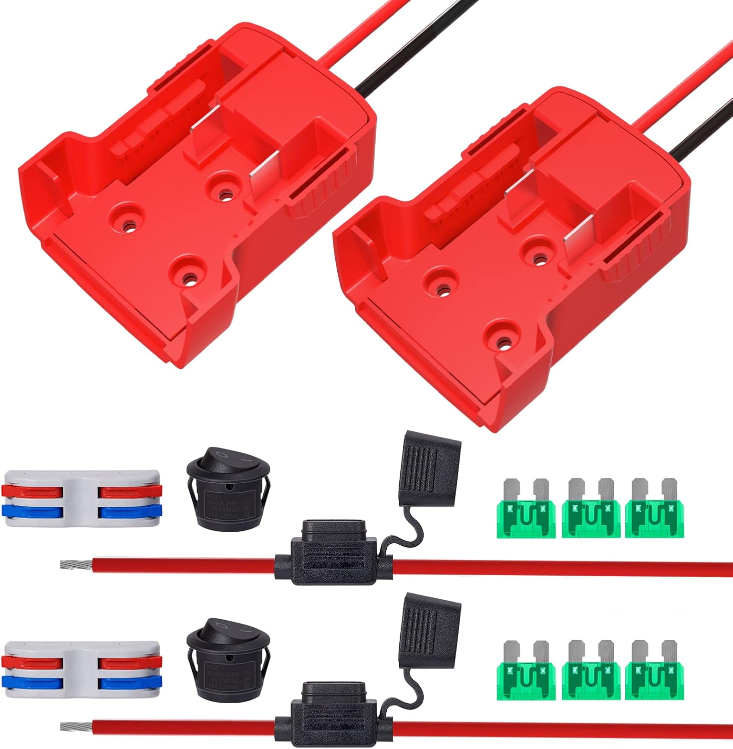 Power Wheels Adapter for Milwaukee M18 with Fuse & Wire