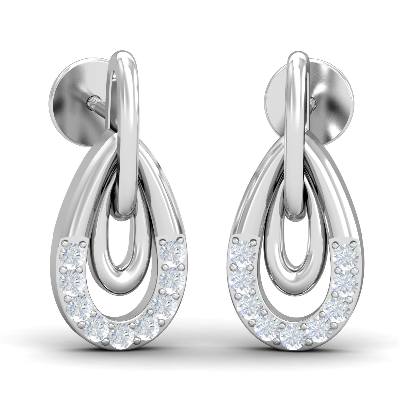 kuberbox 14KT White Gold Diamond Inner Loop Stud Earrings for Women-picture-12