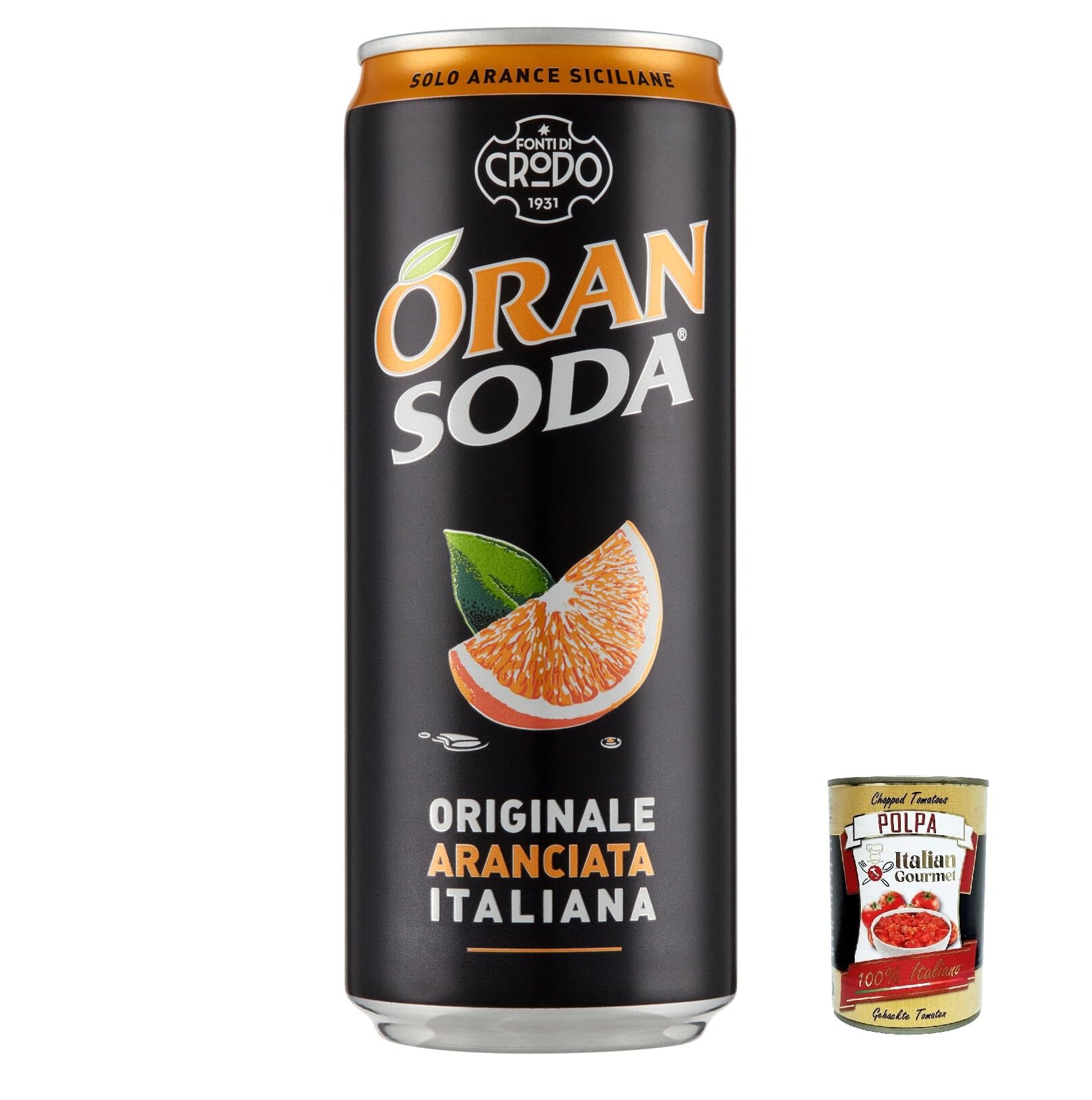Italian Gourmet Aranciata Italiana Orangensoda Dose spritzig, 48 x 330ml | con arance siciliane, fruchtig-perlend; analcolica, gekühlt servieren, Gesamtnettogewicht 15,84 L + Kostenlos Polpa 400g