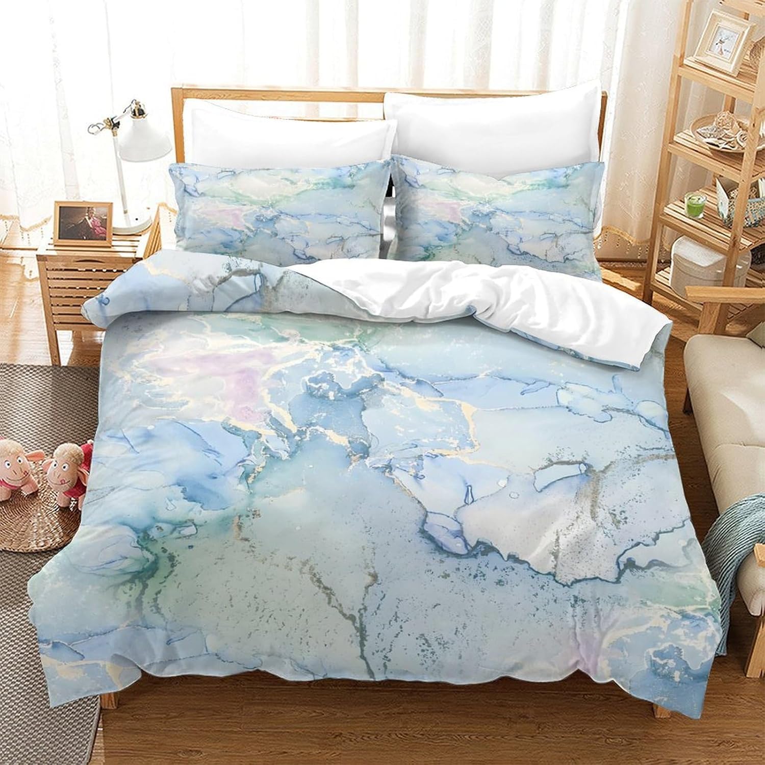 Parure de couette 3D qui ne glisse pas grâce à sa fermeture éclair pratique 260x230