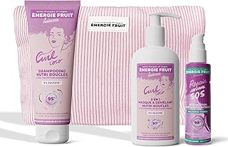 ENERGIE FRUIT Coco Curl - Coffret Cadeau Routine Boucles - Shampoing, Masque Nourrissant & Sérum Collagène - Cheveux Ondulés à Bouclés - Huile de Coco BIO & Collagène - Trousse