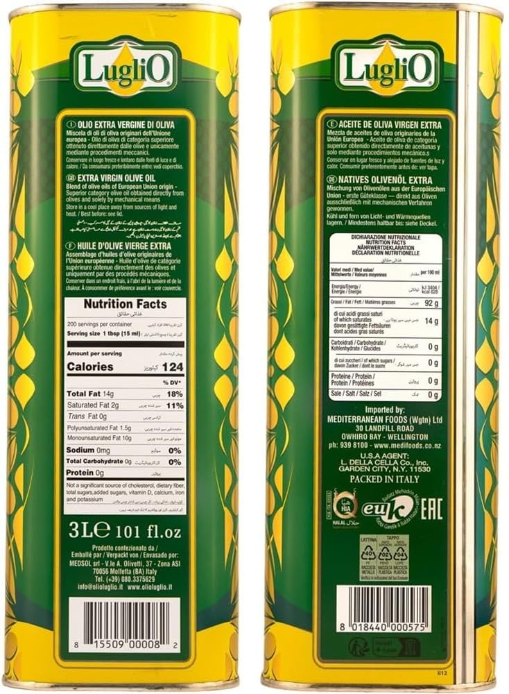 Olio Luglio - Huile d'Olive Extra Vierge (3 Litre) | Bidon de 3 Litres