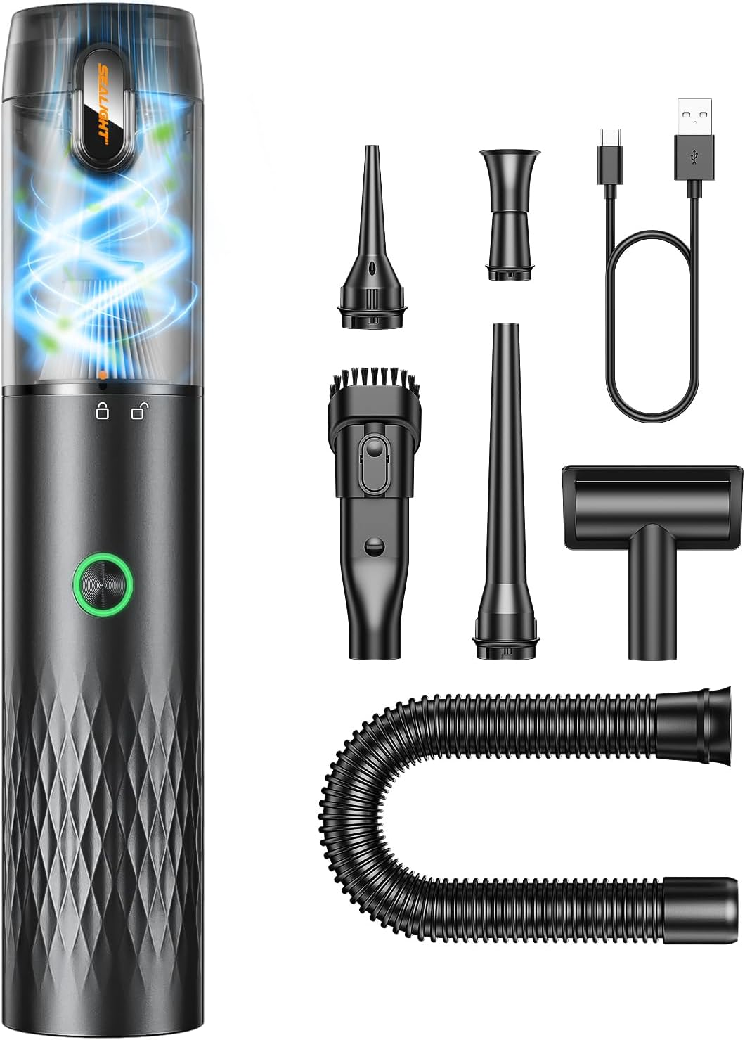 SEALIGHT Car Vacuum Portable Cordless, Handheld Cordless with High Power, Type-C Charging, 2 Suction Modes, Up to 40 Mins Runtime, Small Mini Vacuum for Car, Pet, Home