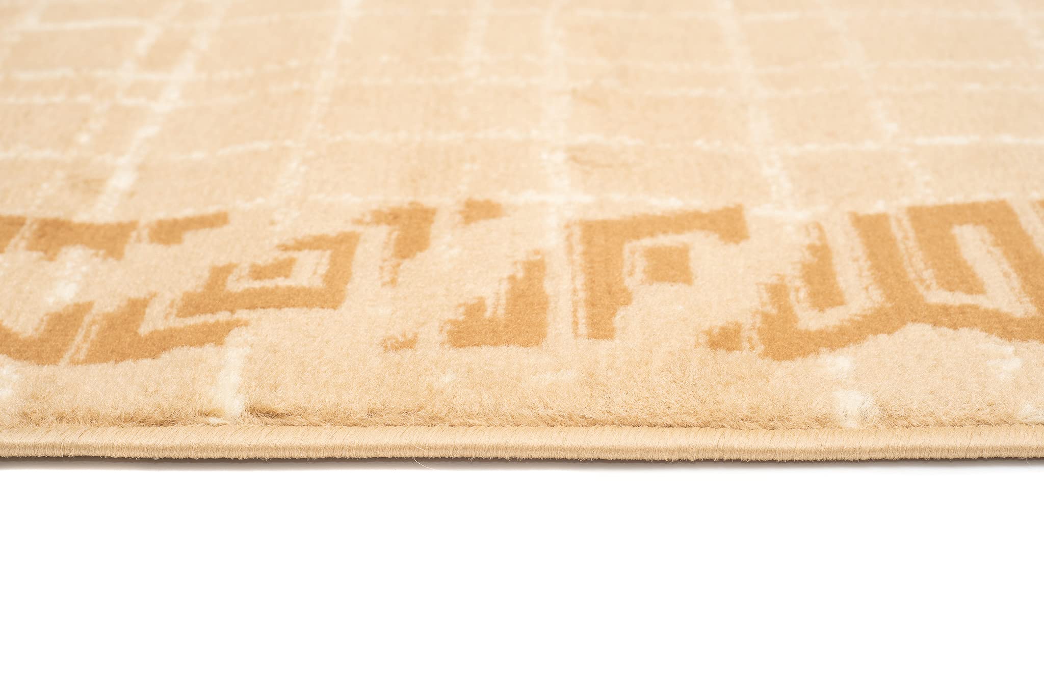 TAPISO Atena Tapis de Salon Chambre Ado Design Moderne Beige Crème Marron Motif Grec Doux Fin Poil Court 140 x 200 cm