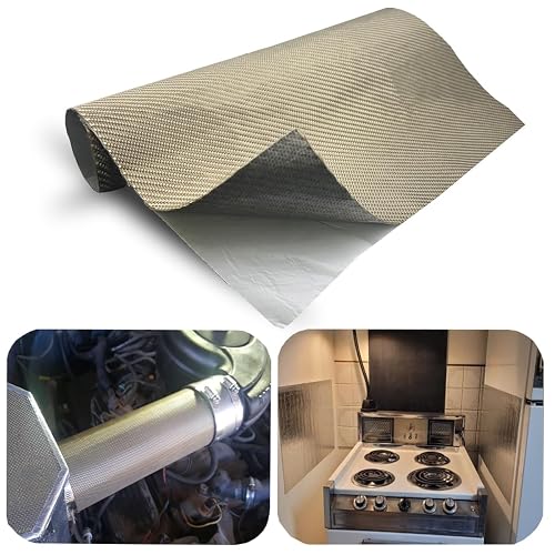 Titanium Adhesive Backed exhaust heat shield 12'' X 24'' for wall behind grill 2500 Degrees High Temp Protection Materia