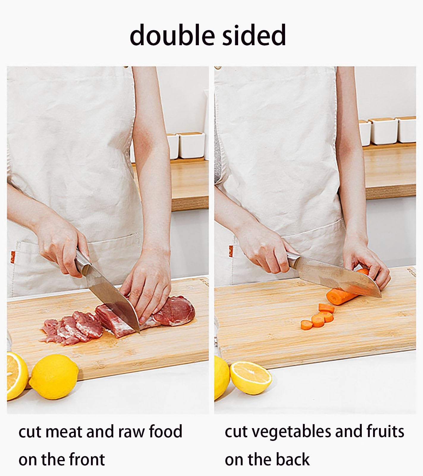 Schneidebrett for die Kche, 1,8 cm dick, groes Bambus-Schneidebrett mit  Griff, doppelseitiges Schneidebrett for Fleisch, Obst und Gemse, leicht zu  reinigen(40cm/15.7in) : Amazon.de: Kche, Haushalt & Wohnen