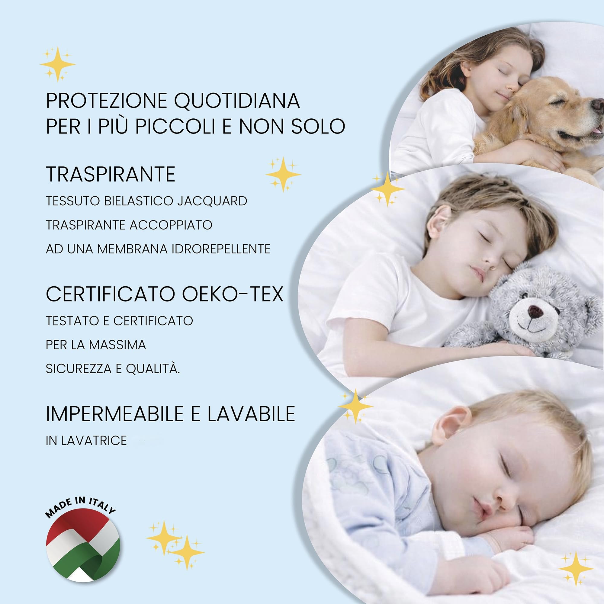 BABY WOLFY 2 Traverse Impermeabili 75x80 cm – Traversine Neonato Fasciatoio, Protezione Letto, Assorbenti Lavabili in Cotone OEKO-TEX® Made in Italy