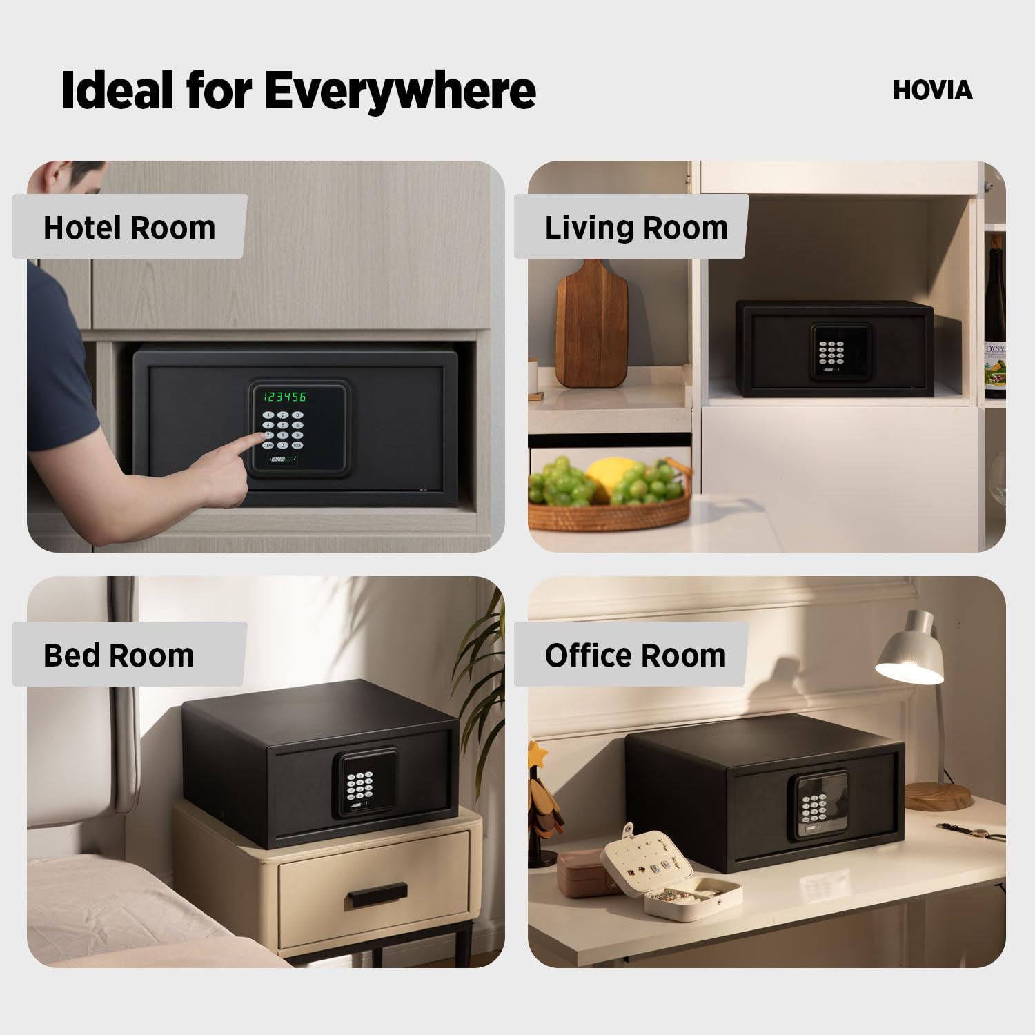 Hoteltresor mit digitaler Tastatur, 3,5 m³, Befestigung an der Bodenwand, Gelddokumente, Bürotresor für iPhone, Schmuck, Waffe (schwarz, digitaler Code)