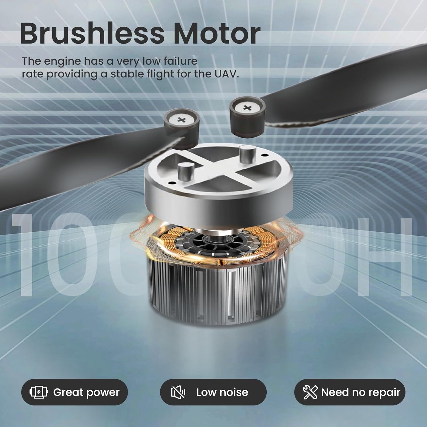 Drone with camera, brushless motor, drone camera, quadcopter, foldable, electrically adjustable 1080P high-definition drone app, 3D flip, easy control