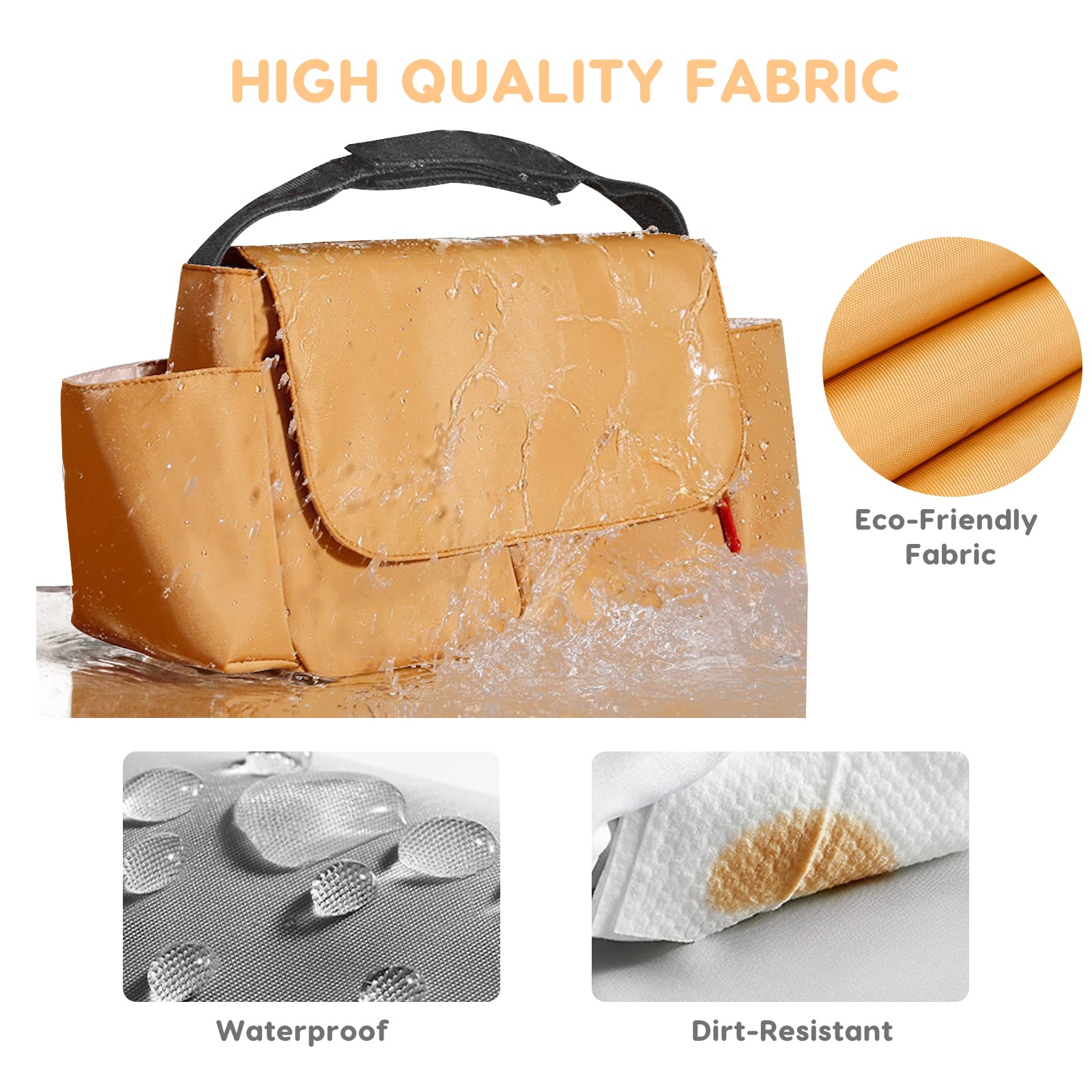 SONARIN Étanche Sac de Rangement pour Poussette,Grande Capacité Organisateur de Poussette Landau Multifonctionnel Universel Sac de Rangement pour Landau avec Porte-Gobelets(Noir)