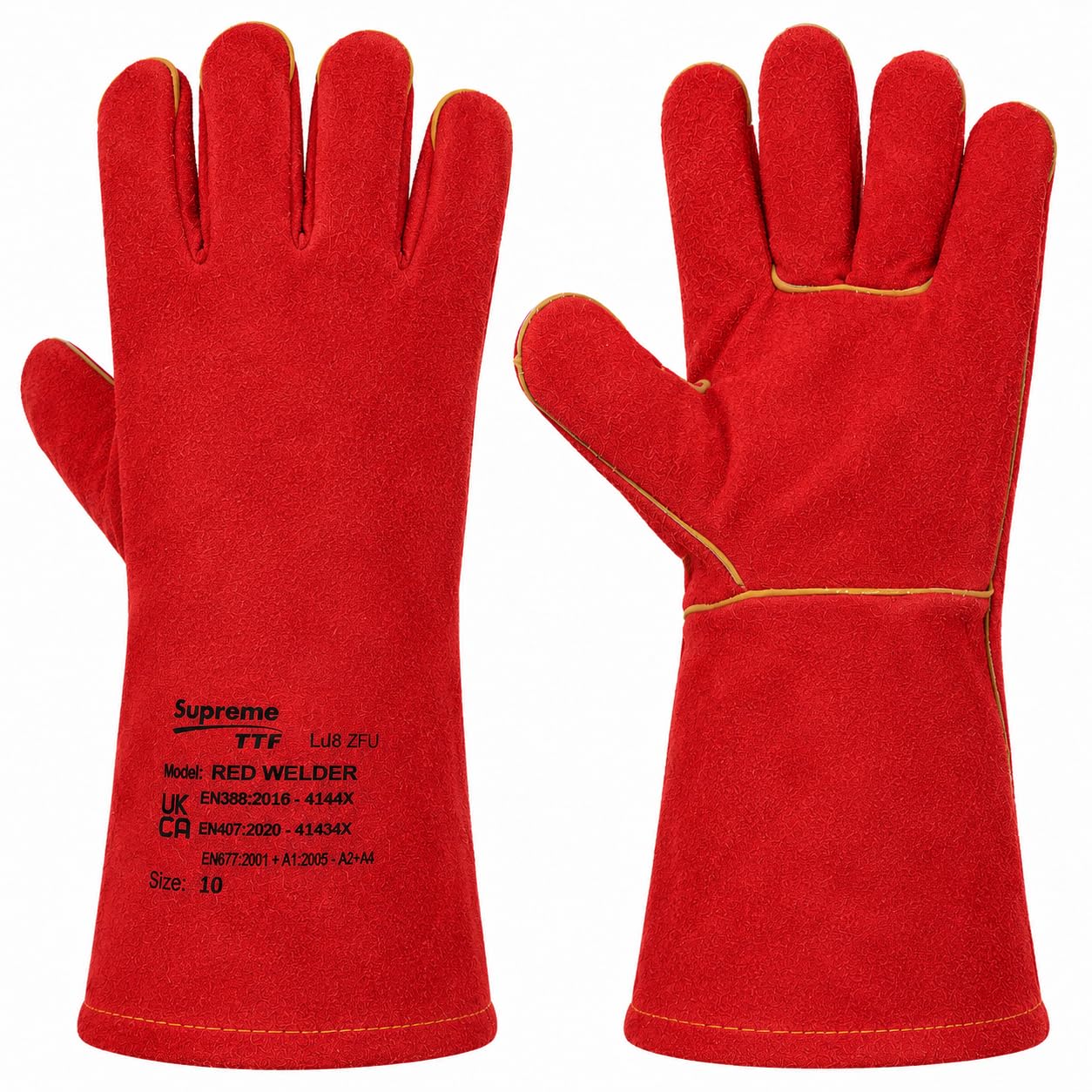 Supreme TTF x Welding Gloves Long Leather Gauntlets Heat Resistant Lined MIG ARC Welders Protective Welders Gloves with Flexible Leather Can be Used for Gardening