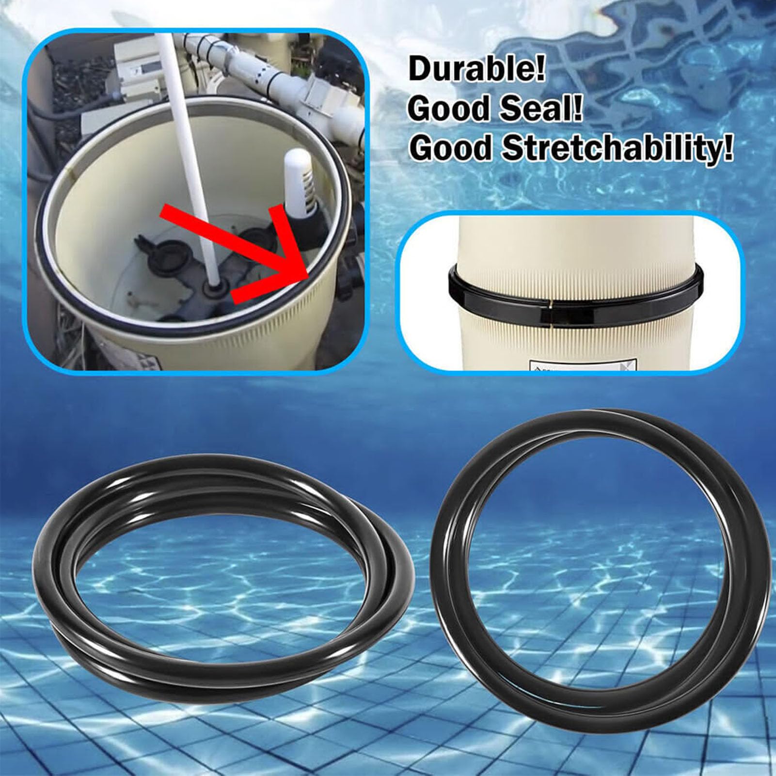 Tank Clamp O Circle Replacement for Pool and Spa Filter Black Rubber O Circle for Reinforced Polypropylene Tank Filters and CCP 520 420 320 Filter