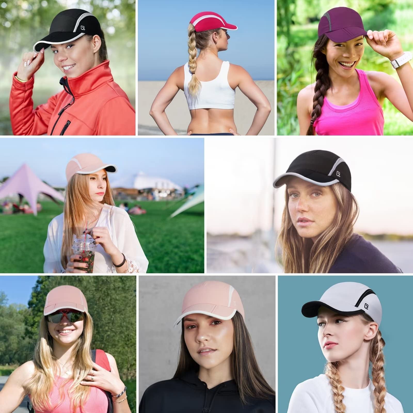 Gorra ligera plegable para mujer, de secado rápido, ultrafino, sin estructurar, Rosado 7
