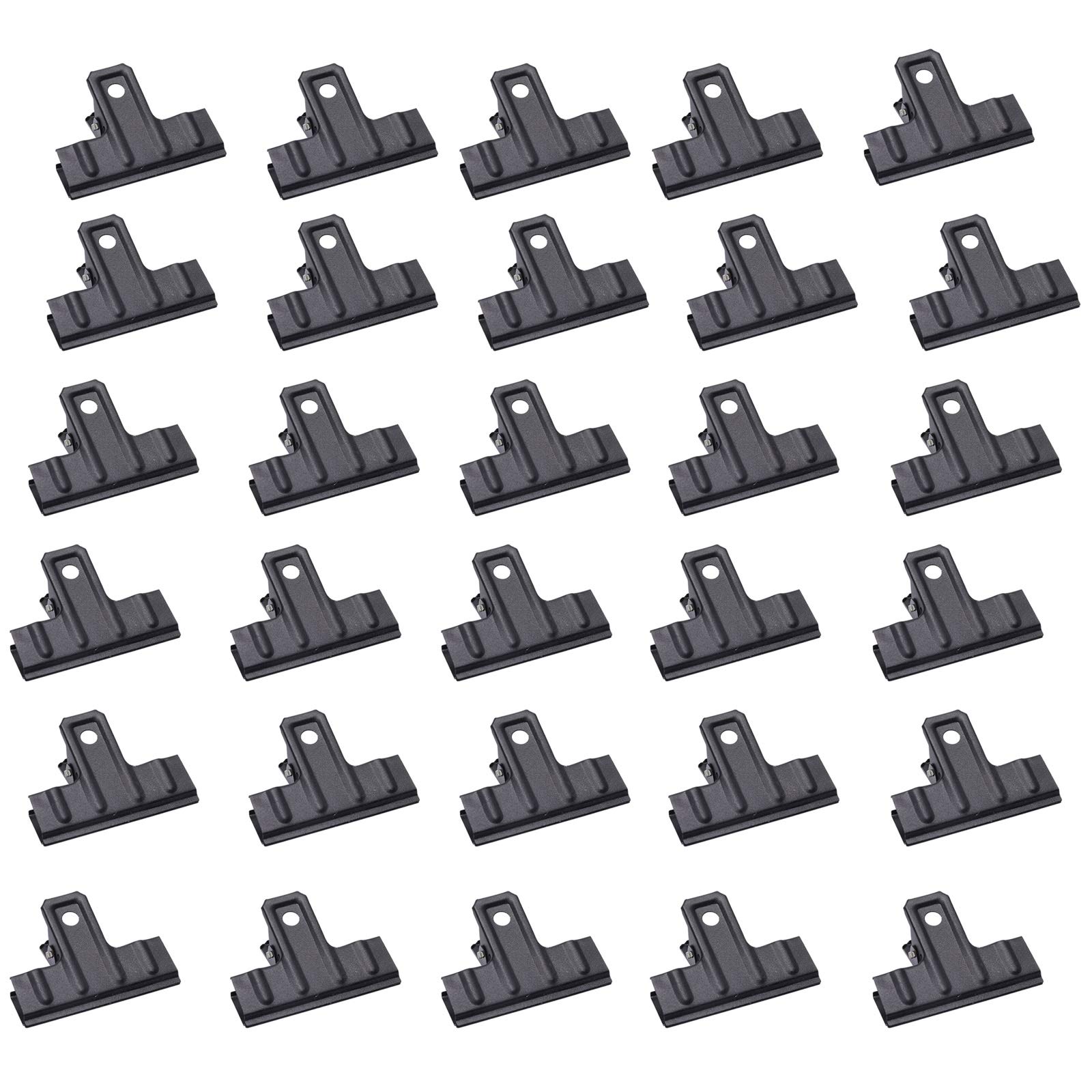 Lot de 30 pinces à linge noires de 77 mm en métal pour photos, argent et fichiers pour sacs alimentaires, planche à dessin, projets d'art et d'artisanat, bureau et cuisine à la maison
