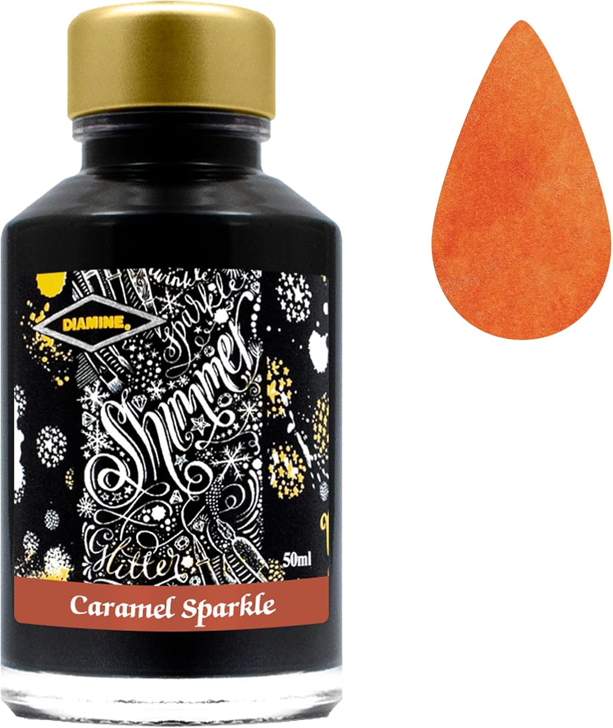 Diamine, Shimmering Fountain Pen Ink, 50ml, Caramel Sparkle, 9010