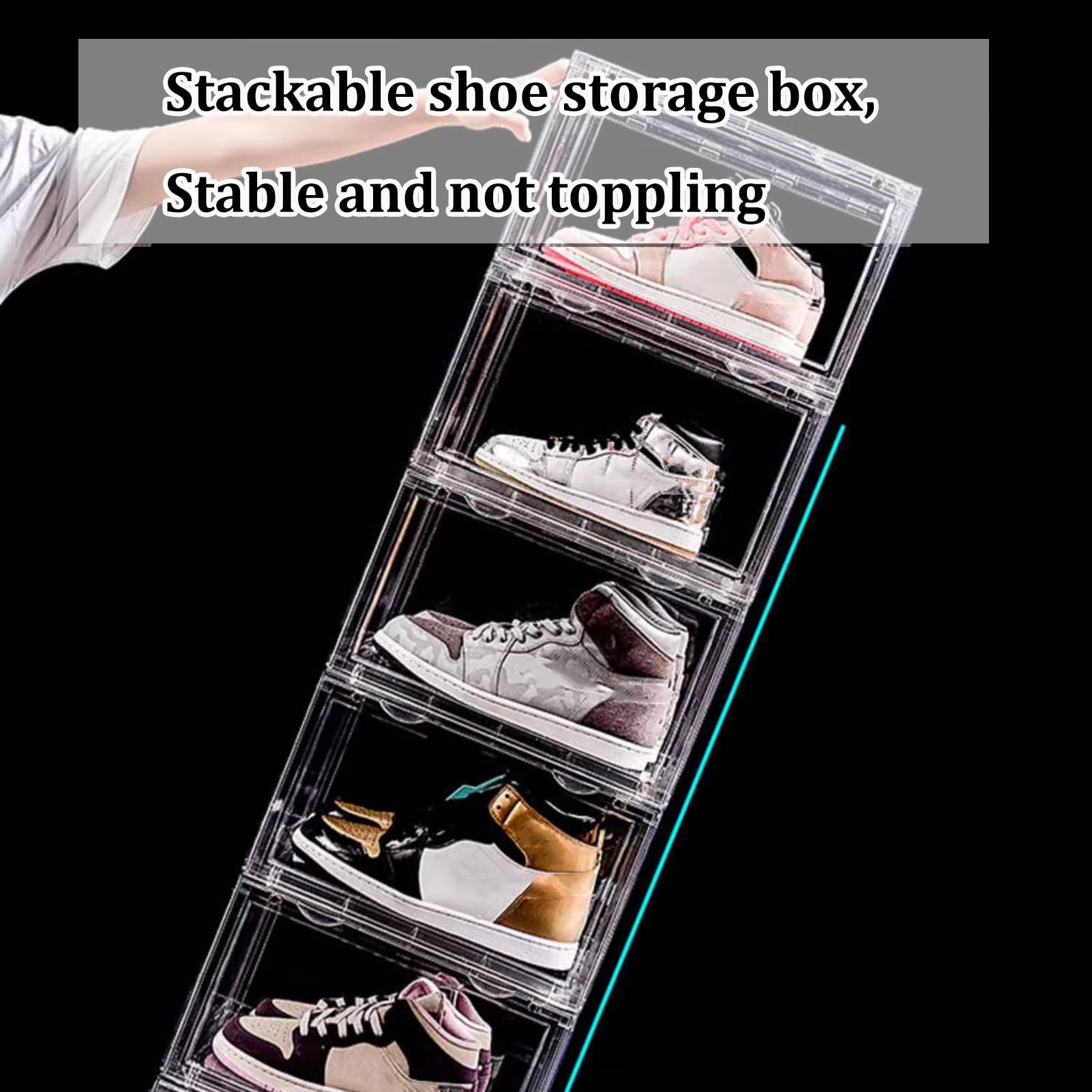 Cajas Zapatos Caja De Zapatos Transparente, Armario De Zapatos De Plástico, Cajas De Zapatos Apilables, Vitrina De Zapatillas Deportivas con Tapa, para Zapatos Masculinos Y Femeninos, Fácil Montaje (