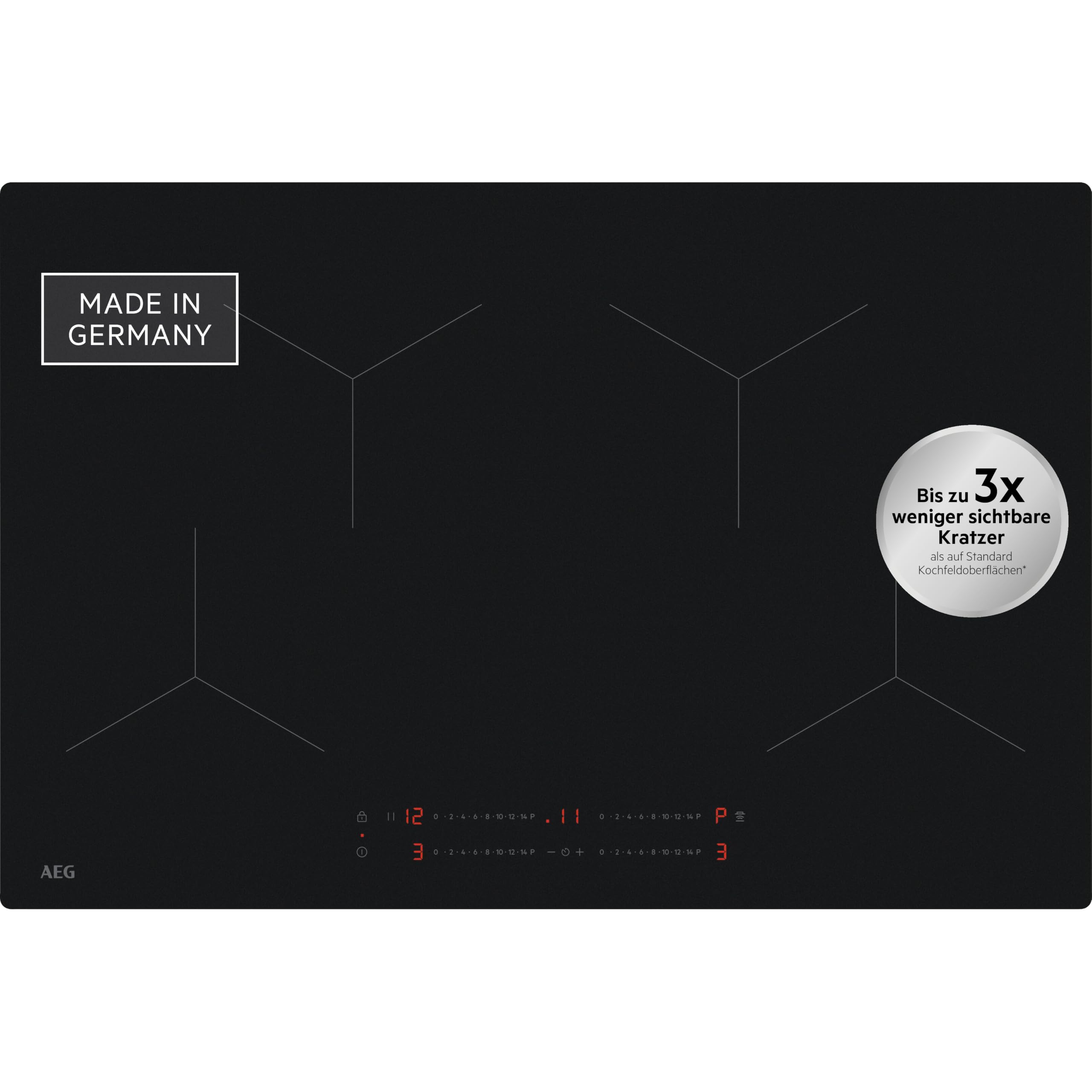 AEG Induktionskochfeld Autark 80 cm, Made in Germany, 4 Flex-Kochzonen mit kratzresistenter SaphirMattSE-Oberfläche, Powerfunktion für schnelleres Kochen, Timer, Touch-Bedienung, Rahmenlos, TO84IA0FIT