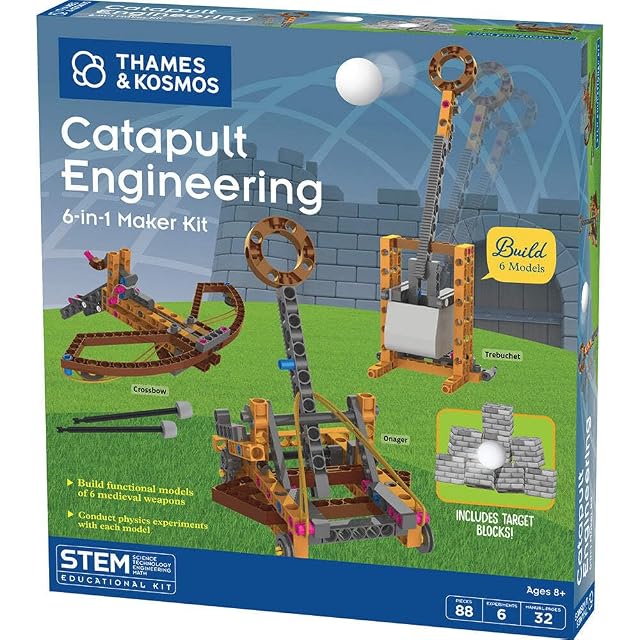 Thames & Kosmos Catapult Engineering Stem Maker Kit, construye 6 Modelos de máquinas Medievales únicas