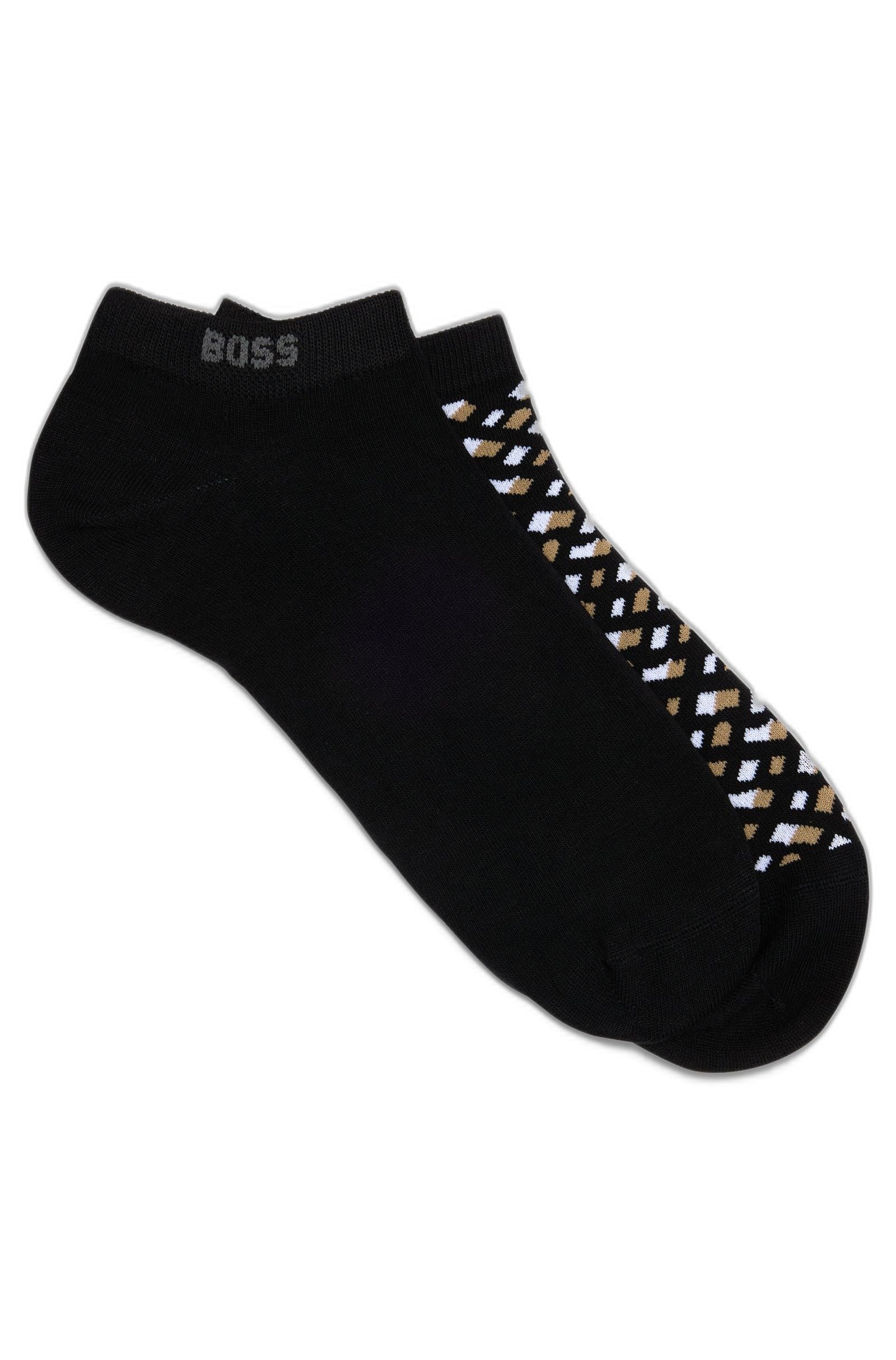 BOSS Men's 2P AS Monogram CC Ankle Socks, Black1,