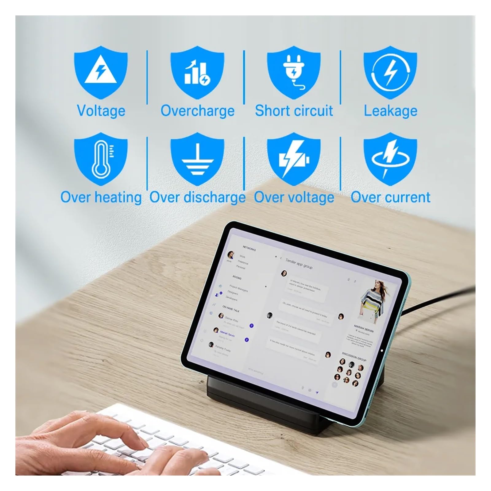 Ładowarka USB 80 W z podwójną indukcyjną bezprzewodową podstawką ładującą, 6 portów stacjonarnych QC3.0 PD szybka ładowarka, stacja ładująca USB C