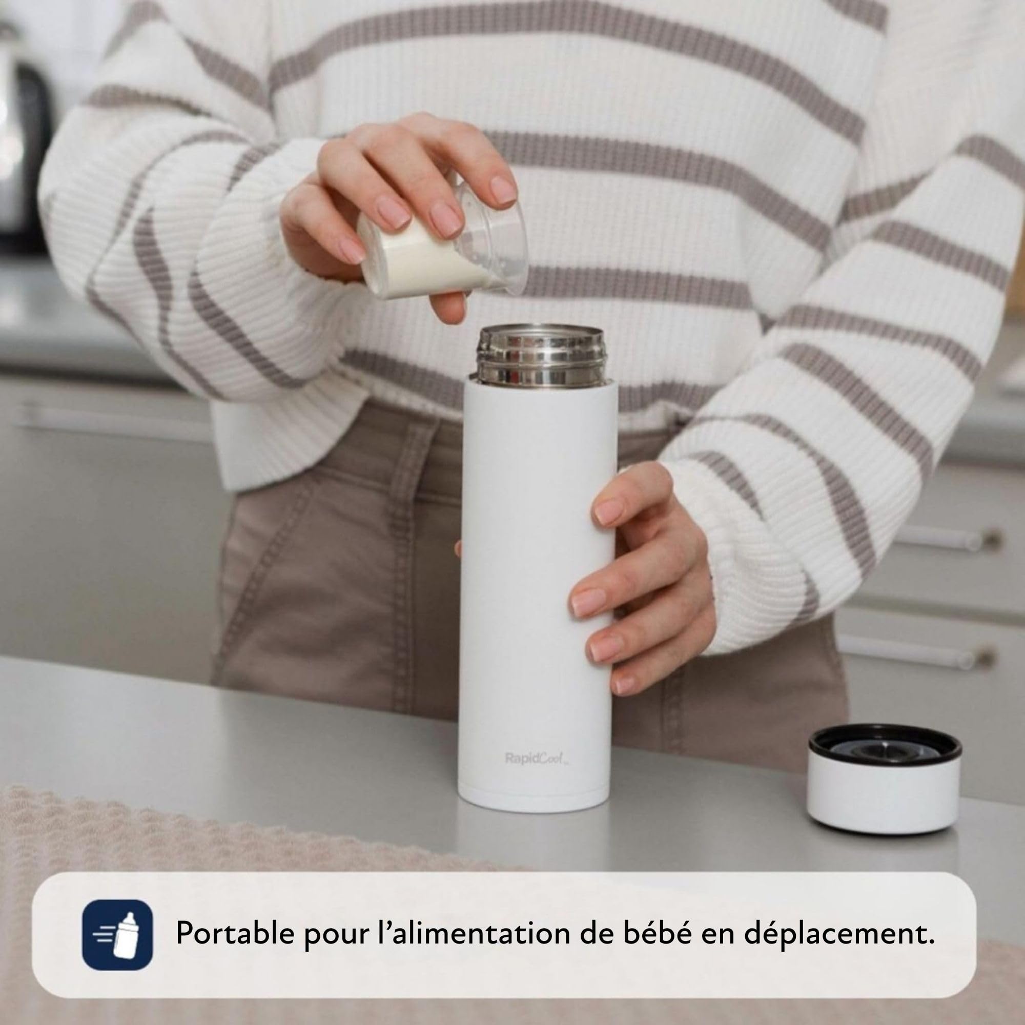 Nuby RapidCool Préparateur de Biberon Portable, Température Idéale, Blanc | Prépare un biberon en 2 minutes, avec couvercle digital et utilisation facile, idéal en déplacement & pour les repas de nuit