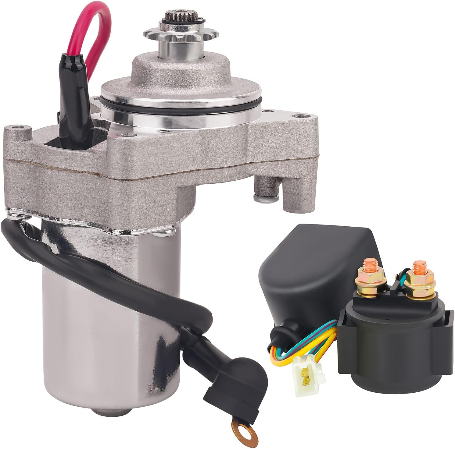 Road Passion Starter Motor + Solenoid Relay for 125cc 110cc 100cc 90cc 70cc 50cc and ATV Dirt Bike Pit Bike Dune Buggy Sandrail Quad 4 Wheelers SSR Roketa Tao tao Coolster Jonway SunL Go Karts