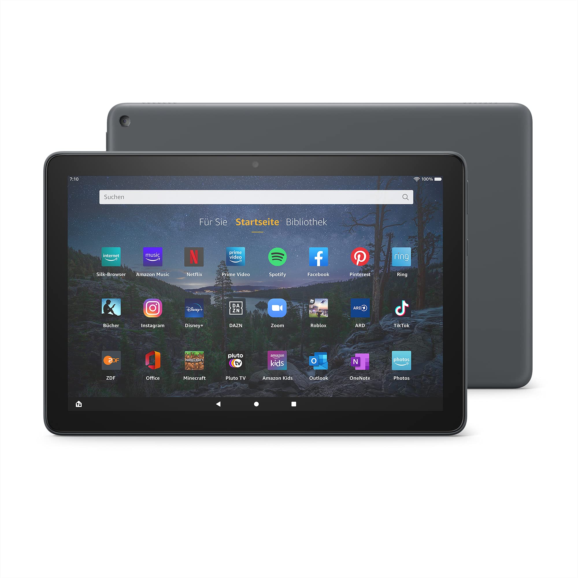Amazon Fire HD 10 Plus Tablet + 2021 Edition, Schwarz, 10,1" Full-HD, 64 GB, Werbung