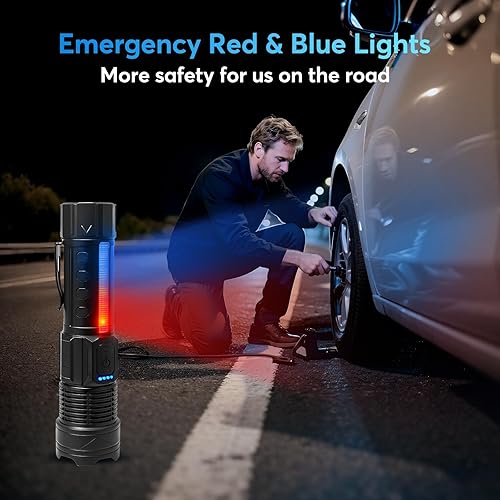 Miniatura 3 de JIJ Paquete de 3 linternas, linternas recargables de alto lúmenes, linterna LED de 7 modos con IP67 impermeable, linterna táctica de mano ajustable