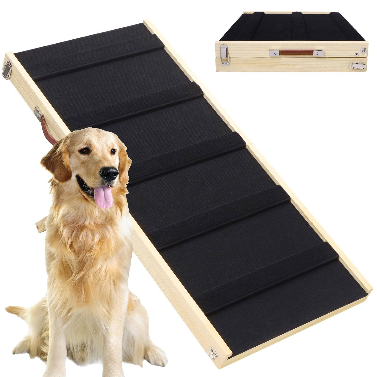 Dog Ramp, Pet Ramp for High Bed,5 Adjustable Heights from 12.2" to 26.8" Foldable Pet Ladder for Car and Beds, Pet Steps for All Dogs and Cats (39.4" L x 17.7" W x 26.8" H - ramp)