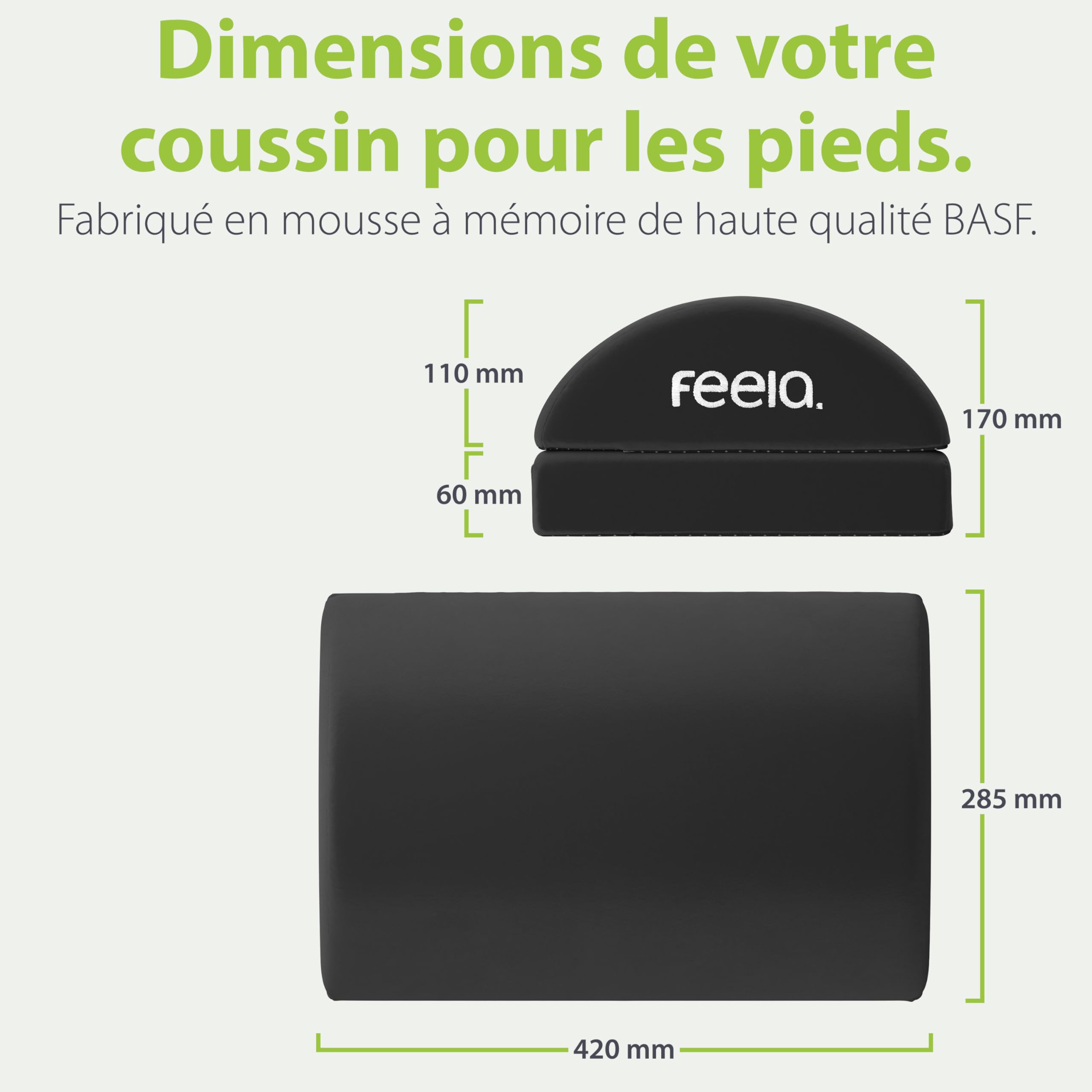 feela.® Repose-pieds ergonomique pour bureau & Co | Utilisable comme tabouret, repose-pieds ou repose-pieds au bureau | Foot Rest | Réglable en hauteur (Noir)