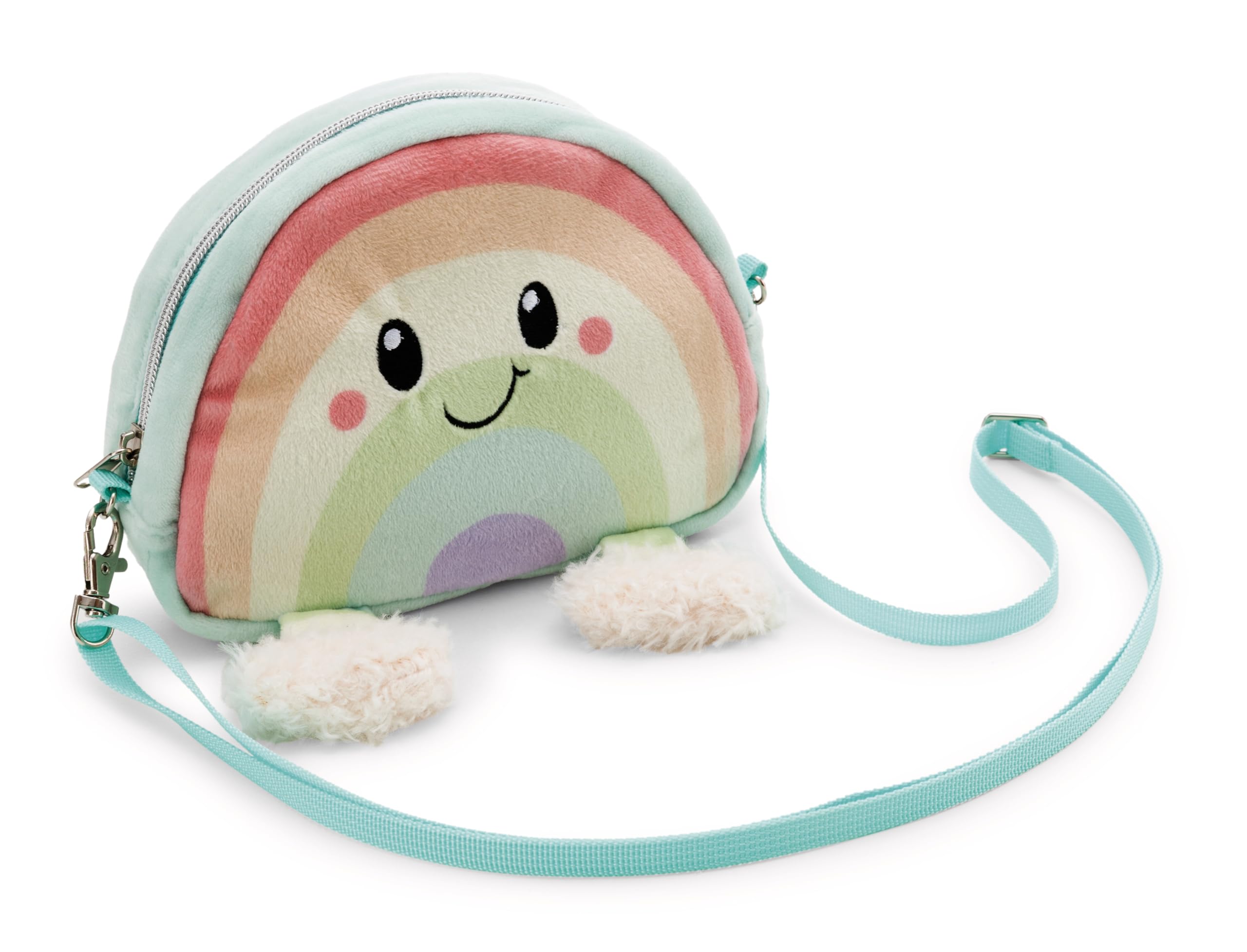 Estuche Bandolera Arcoíris Nibsi 2 en 1, 17,5 x 14 x 5 cm, Multicolor, Suave bolsita de Peluche para niñas y Mujeres, Estuche para cosméticos o Utensilios para Escuela y Oficina, 62327