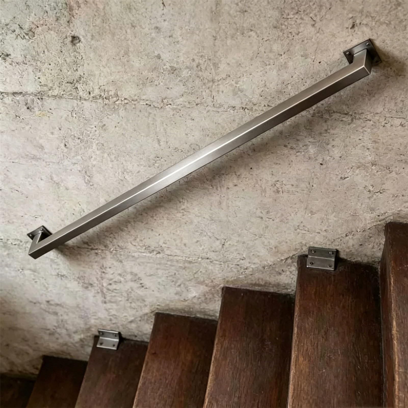 Renmlion One Color Silver Handrail For Stairs｜60Cm 80Cm 1M 1.5M 2M 2.5M Wall Mount Staircase Banisters Railing｜Stainless Steel Hand Rail Safety Support Rod For Indoor And Outdoor(13.1Ft/400Cm)