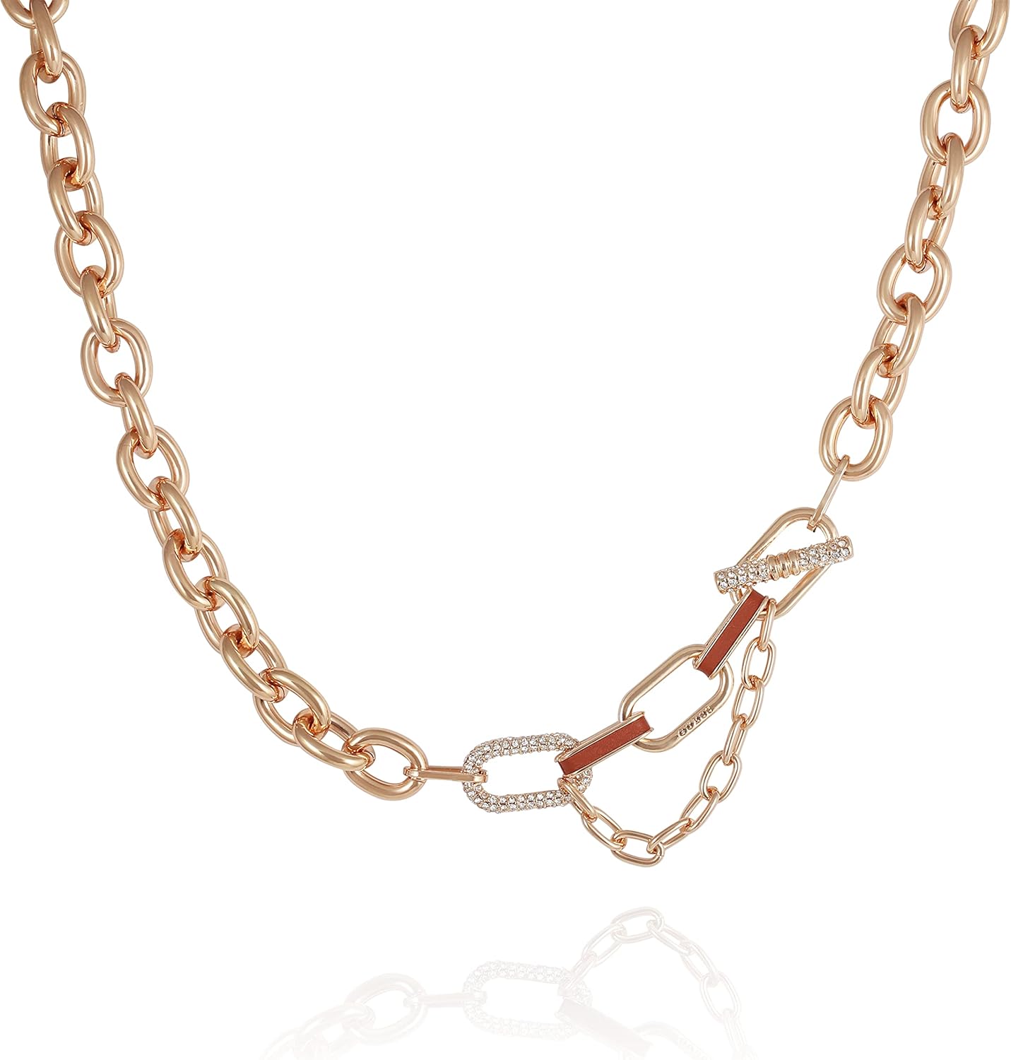 GUESS Goldtone Crystal Stone Link Toggle Statement Collar Necklace