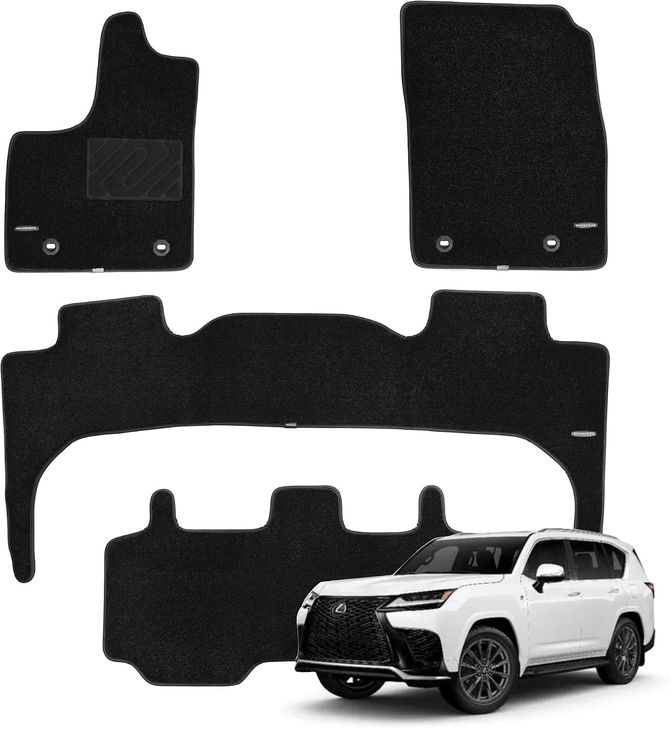 WENNEBIRD Superior Carpet Floor Mats for 2022-2026 Lexus LX600, 0.6-Inch Ultra-Thick, Noise-Reducing, All-Weather Waterproof Anti-Slip – 4-Pc Set