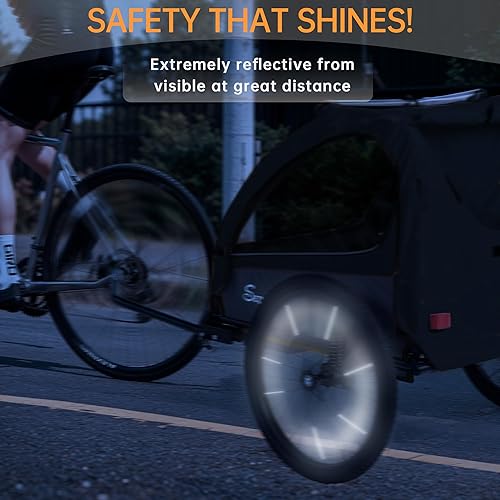 Miniatura 4 de Sepnine Remolque de bicicleta para niños 2 en 1 y cochecito con suspensión, remolque de bicicleta para 1 a 2 niños, función de correr, plegable,