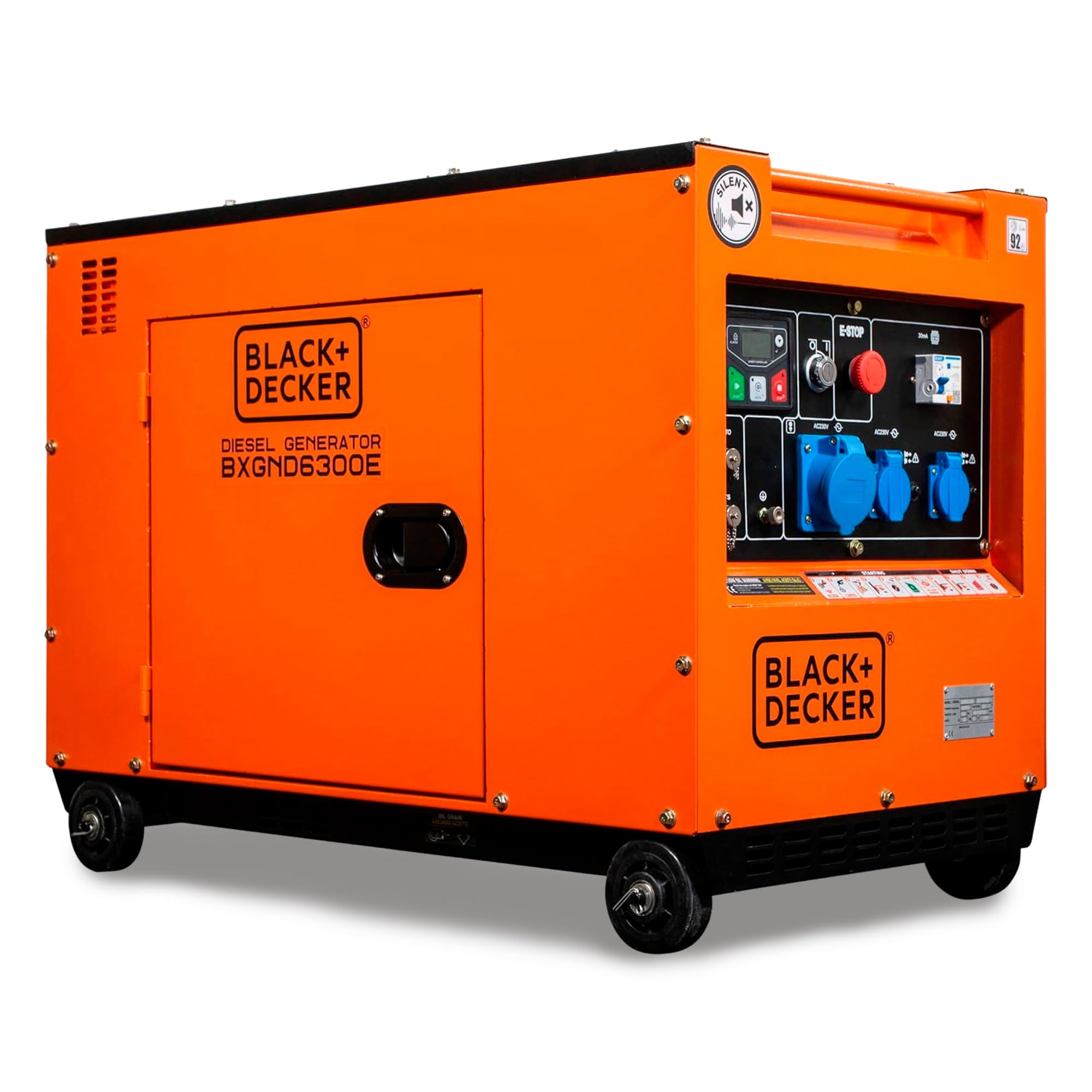 BLACK+DECKER Generador Eléctrico Diésel 6300W para Emergencias y Apoyo Solar - Generador Eléctrico con Arranque Automático ATS - Generador Diésel con AVR y Botón de Emergencia