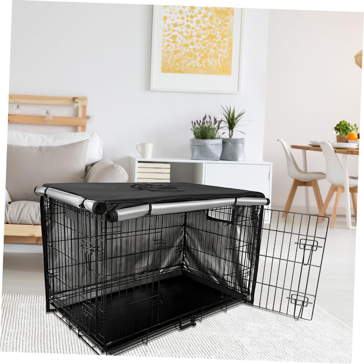 balacoo Dog Crate Cover Privacy Pet Kennel Cover Oxford Cloth Rainproof Windproof for Dogs Cage