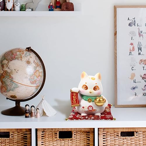 Miniatura 8 de Muñecos japoneses Maneki Neko Cat Decor figuras de gato de la fortuna de la suerte, estatua japonesa de gato Fengshui, figura de gatito de resina