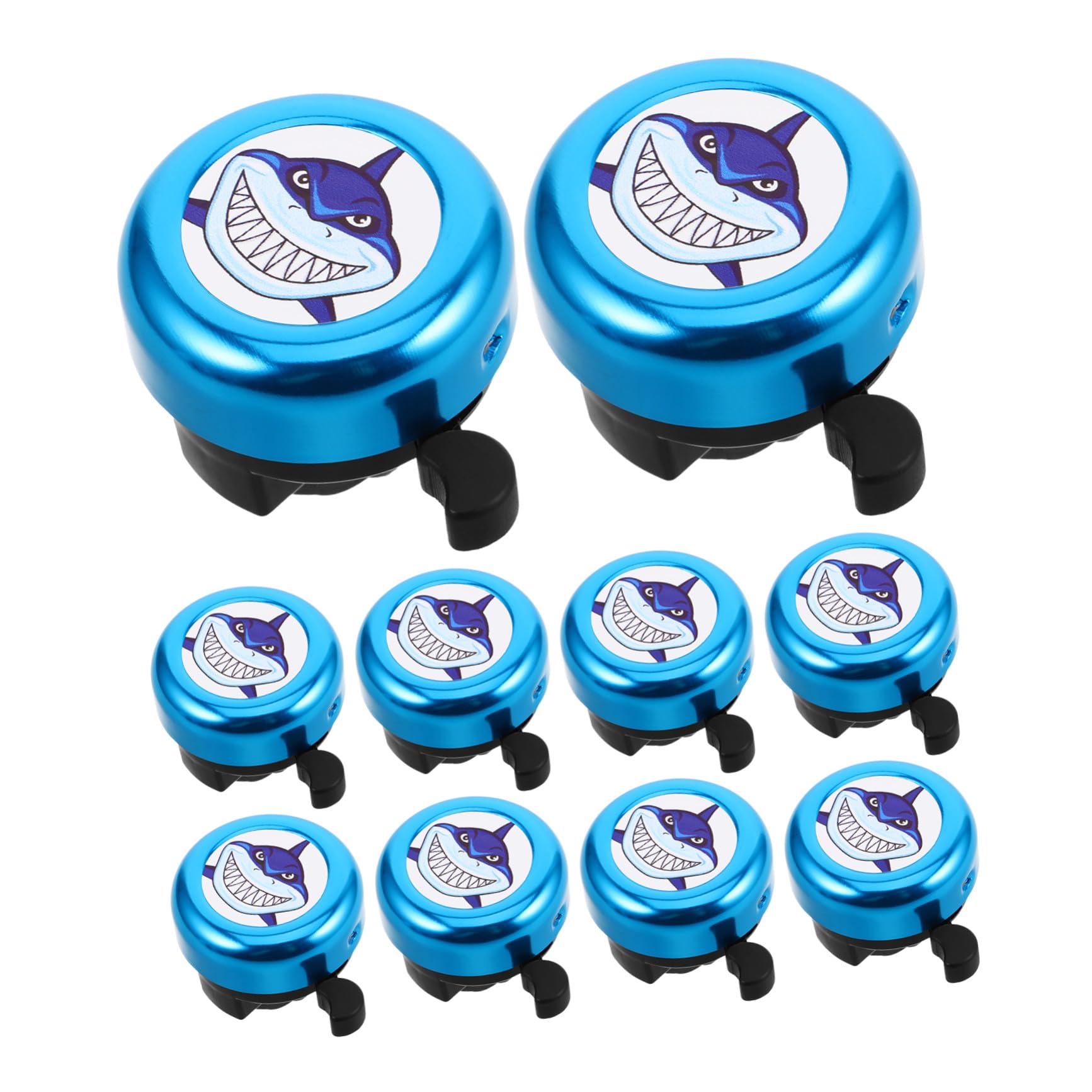 10 Pièces Sonnette Vélo Garçon Fille Lot de Motif Requin Cloche Aluminium Résistante pour Vélo et Trottinette Facile à Installer Sonore et Décorative pour Garçons et Filles